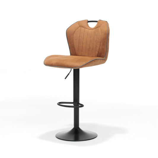 Bar stool Cordoba black - Fabric Soft Cognac