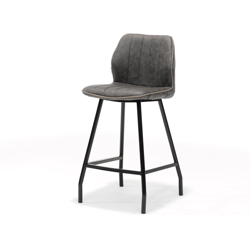 bar stool gino in black fabric soft anthracite