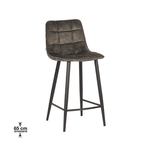 LABEL51 Bar stool Jelt - Hunter - Velvet - Seat height 65