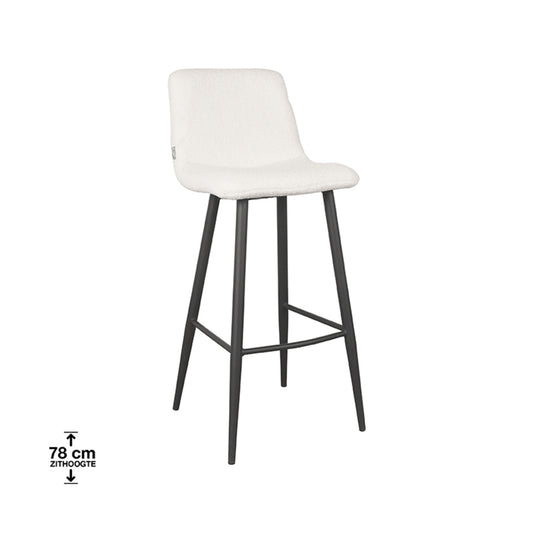 LABEL51 Bar stool Jep - Ivory - Teddy - Seat height 78