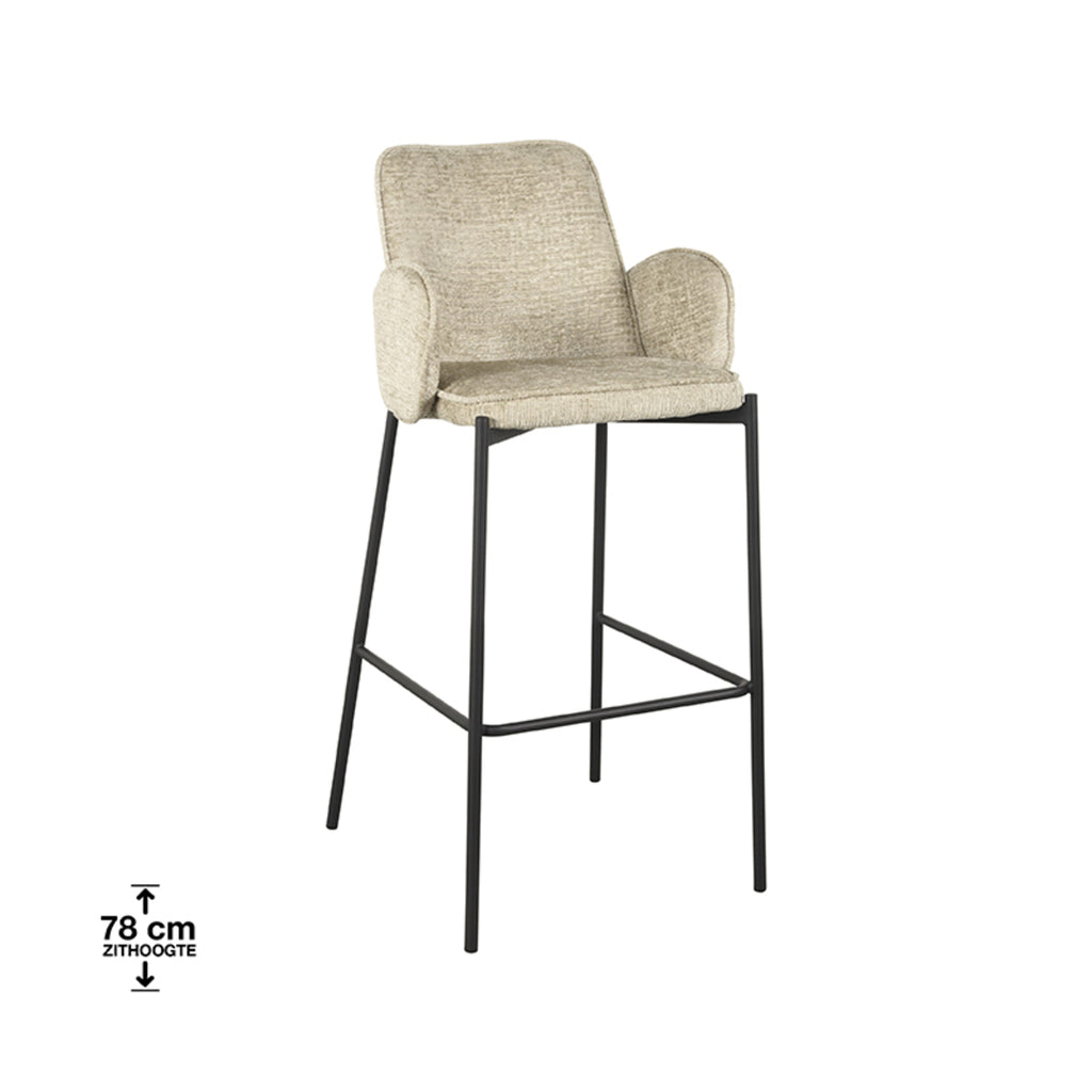 label51 bar stool joni - beige - velvet - seat height 78 cm