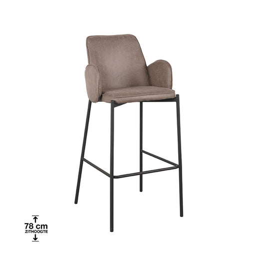 LABEL51 Bar stool Joni - Taupe - Microfiber - Seat height 78 cm