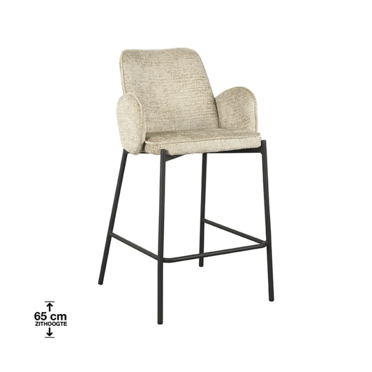 LABEL51 Bar stool Joni - Beige - Velvet - Seat height 65 cm