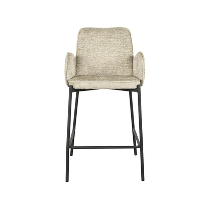 LABEL51 Bar stool Joni - Beige - Velvet - Seat height 65 cm