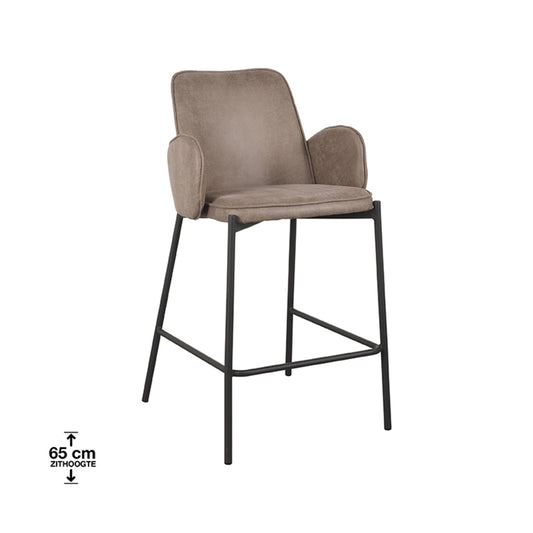 LABEL51 Bar stool Joni - Taupe - Microfiber - Seat height 65 cm