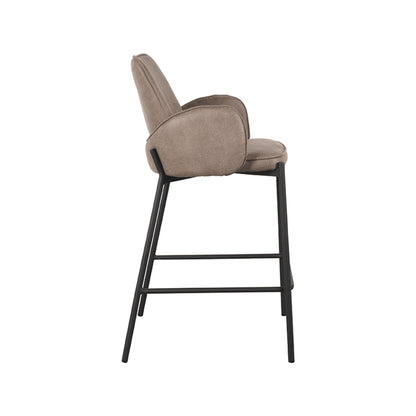 LABEL51 Bar stool Joni - Taupe - Microfiber - Seat height 65 cm