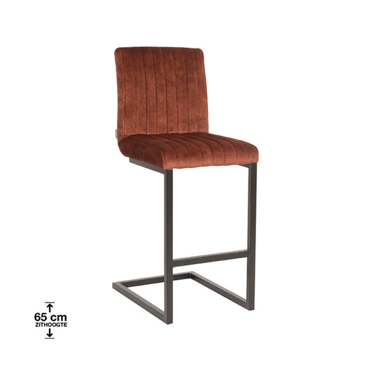 LABEL51 Bar stool Milo - Rust - Velvet - Seat height 65