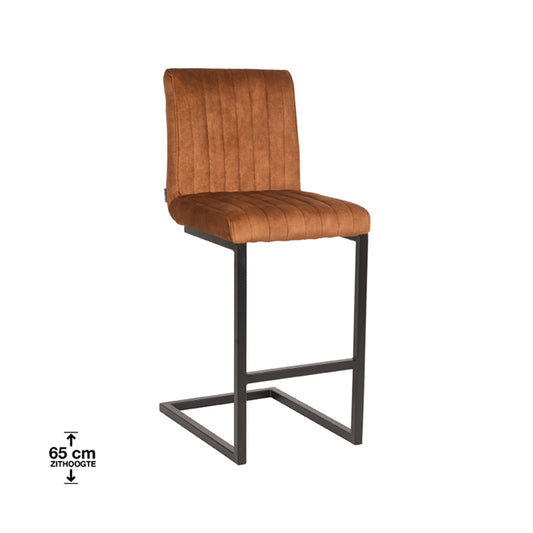 LABEL51 Bar stool Milo - Ochre - Velvet - Seat height 65