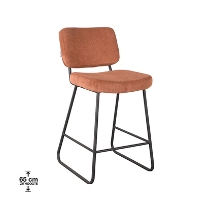 LABEL51 Bar stool Noah - Rust - Corduroy - Seat height 65