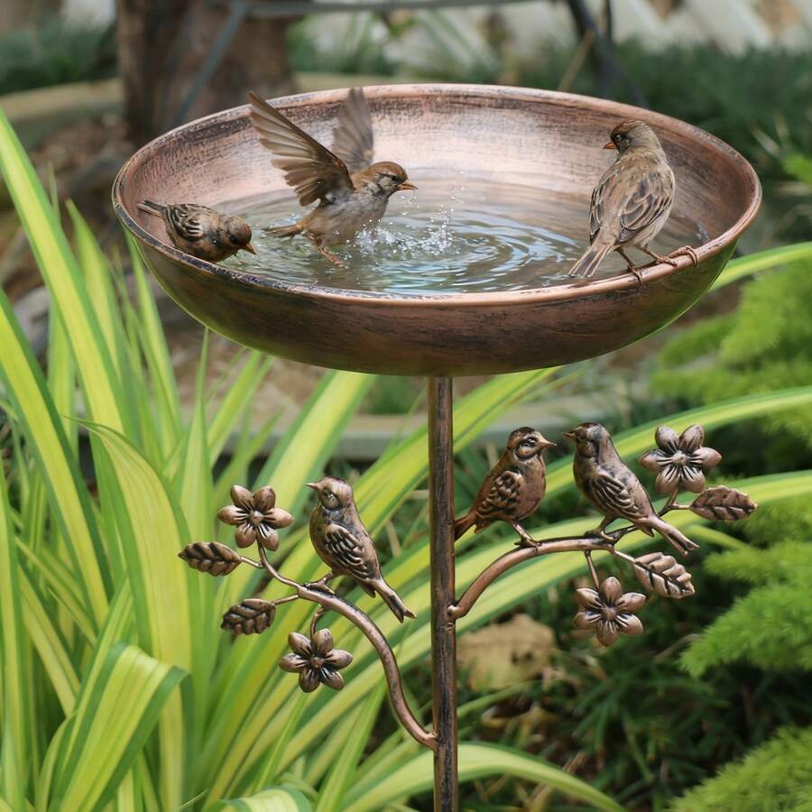 tuin vogelbad metalen spike vintage koper