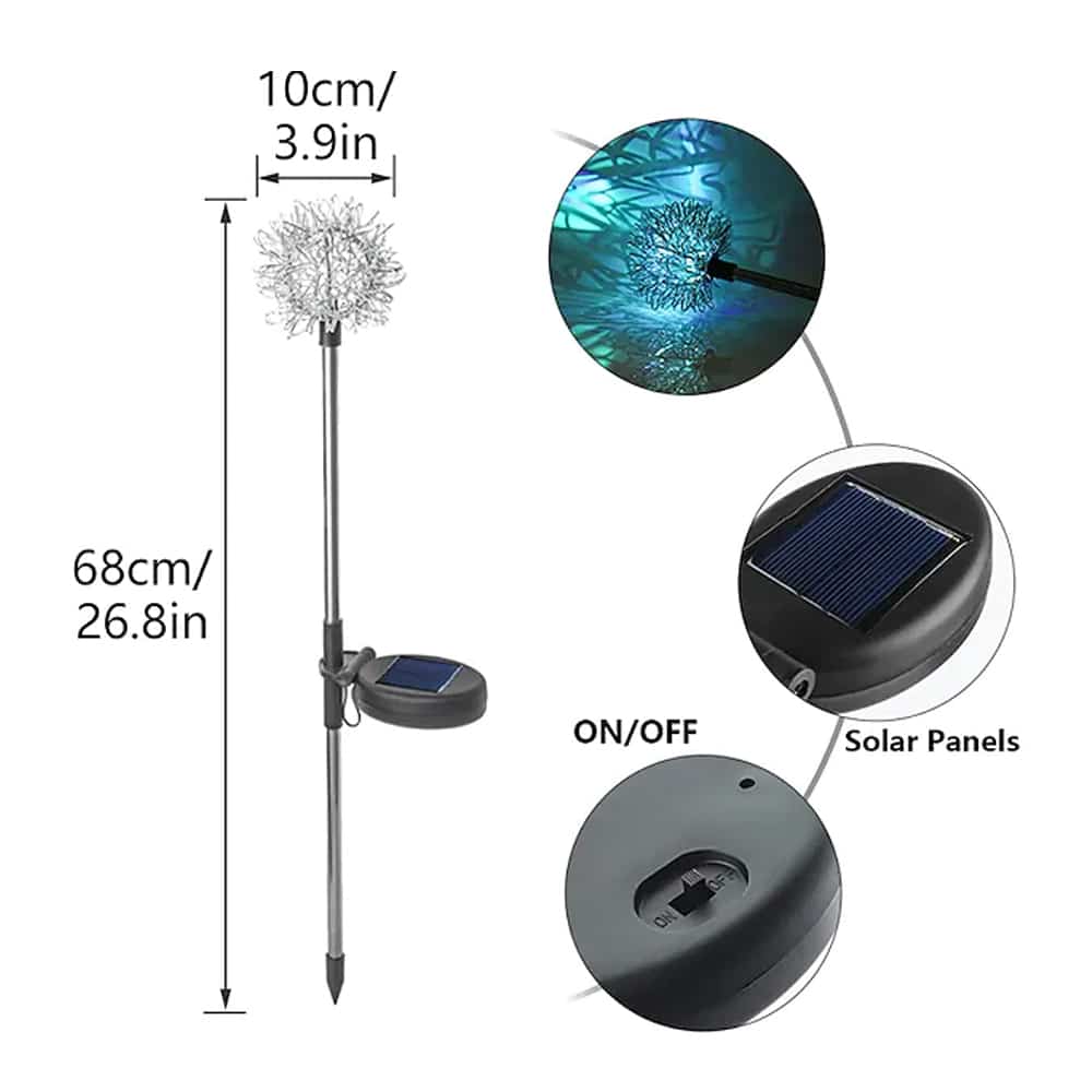 zonne-led-tuindlamp paardenbloemontwerp