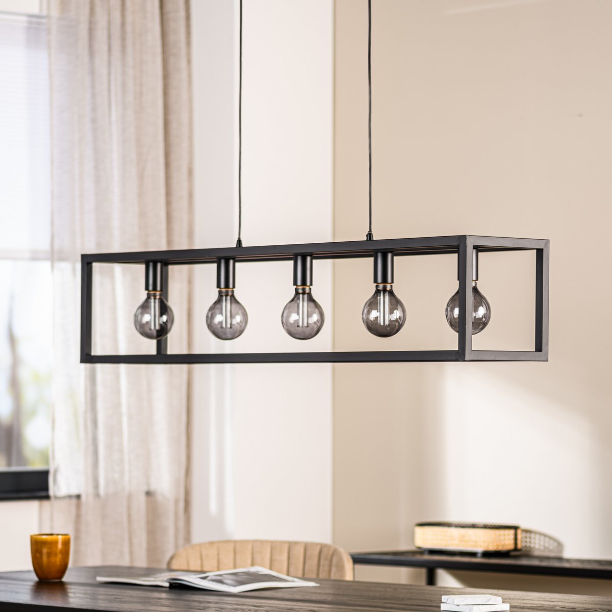 pendant lamp, 5-light, h340 black