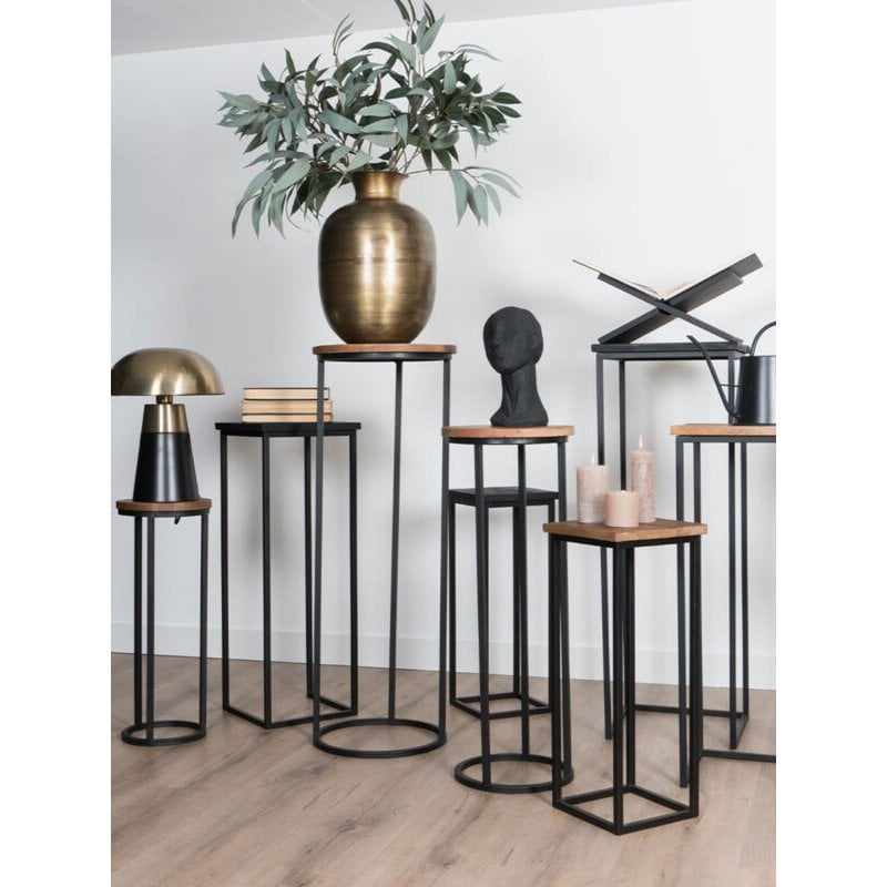 plant tables sam round - set of 3 - black mango wood