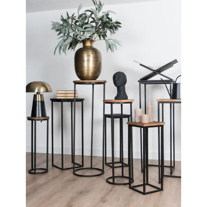 Plant tables Sam Round - Set of 3 - Black Mango Wood