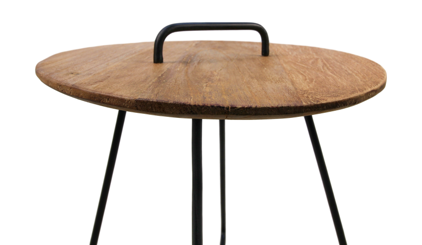 side table madison - 45x45x50 - natural/black - teak/metal