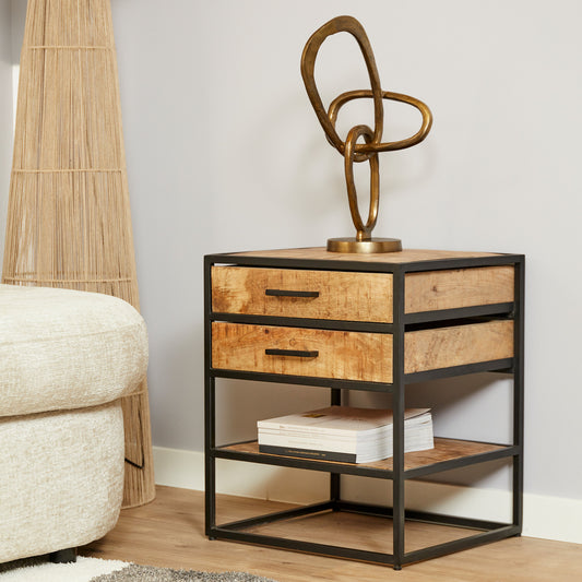 Side table/night stand Denver | Mango wood and metal