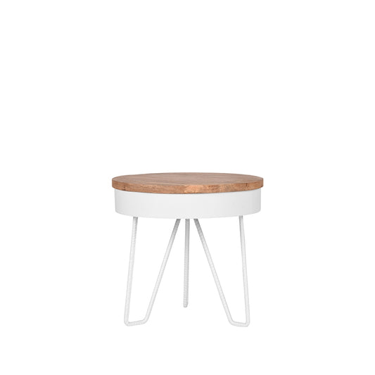 LABEL51 Side table Saran - White - Metal - Round - 44 cm