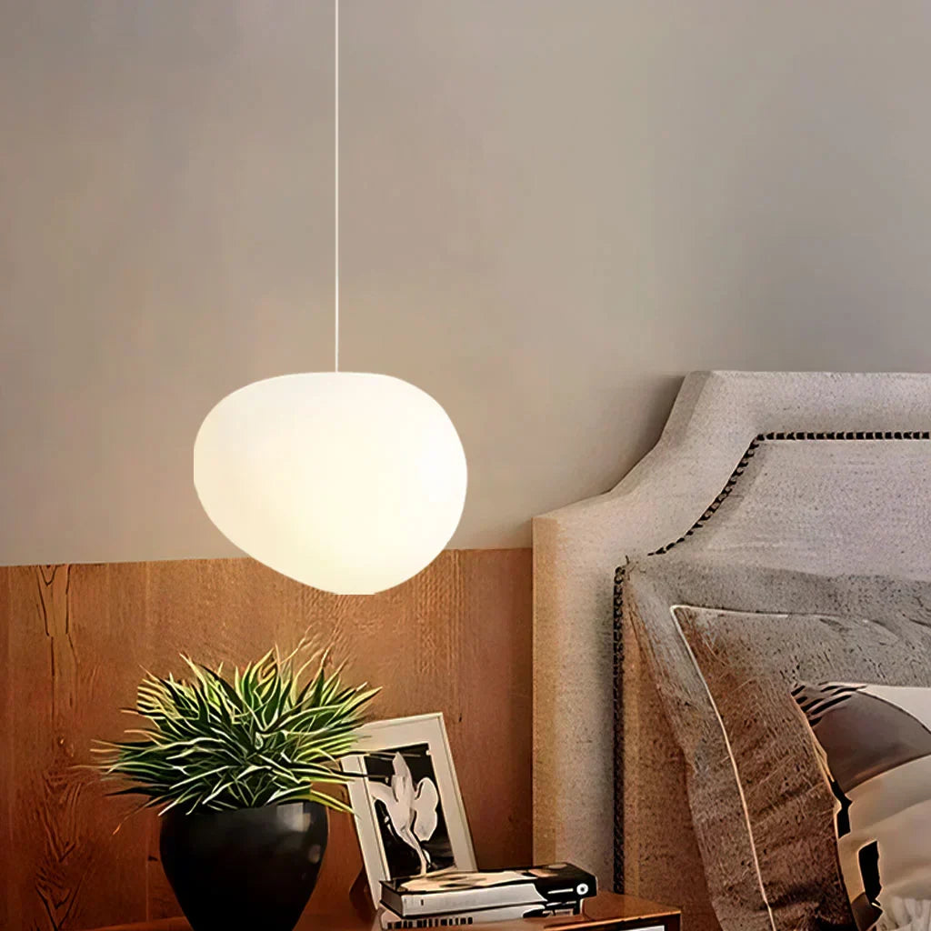 elegante witte kiezel hanglamp voor een sfeervolle verlichting