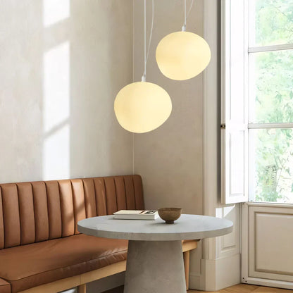 Elegante Witte Kiezel Hanglamp voor een Sfeervolle Verlichting