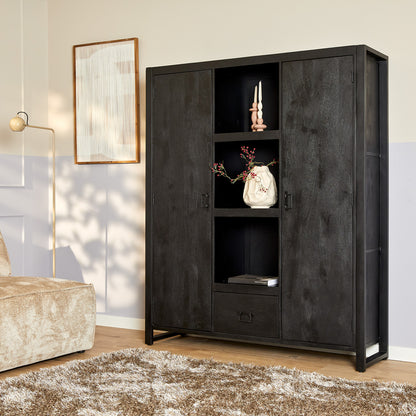 Bookcase Boaz Black | 2 doors 1 drawer