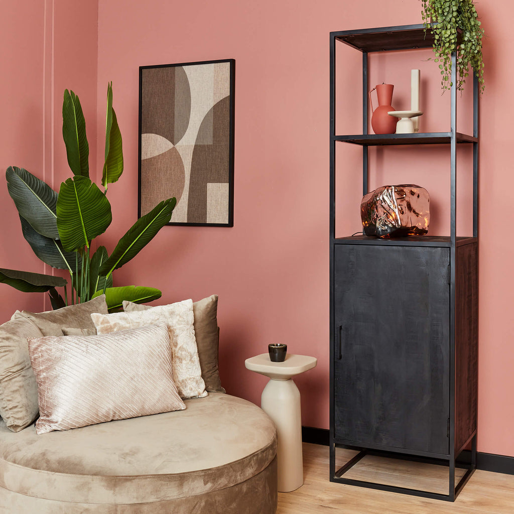 denver black bookcase | mango wood and steel | 1 door