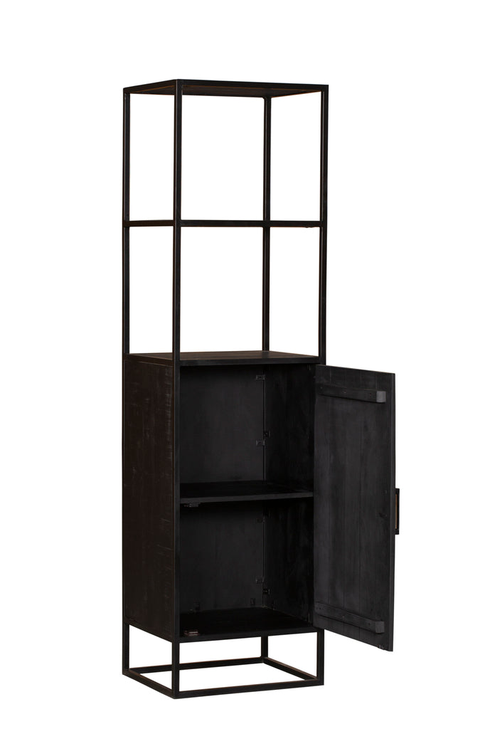 denver black bookcase | mango wood and steel | 1 door