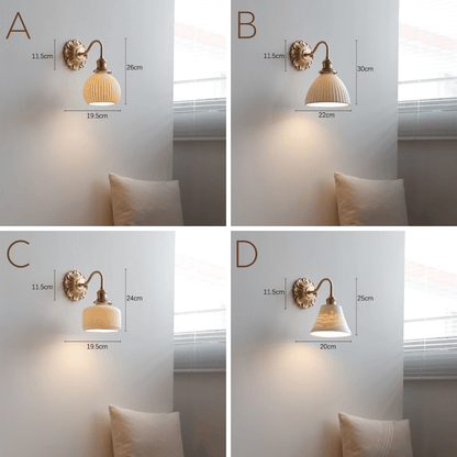 Elegante keramische wandlamp in messing ontwerp