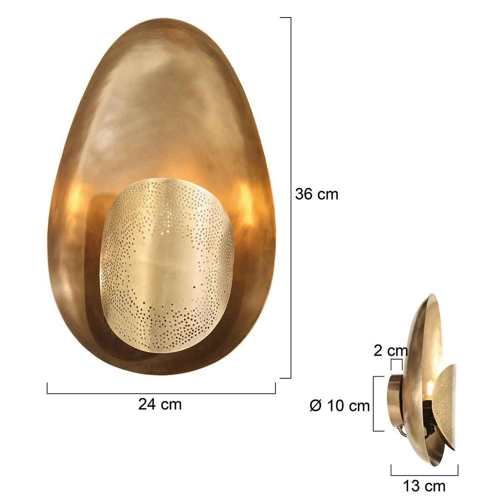 bronze-colored wall lamp brassi oval 3680br with large fitting