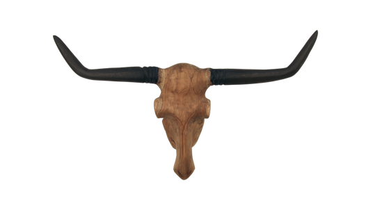 Buffalo head - natural/black - teak