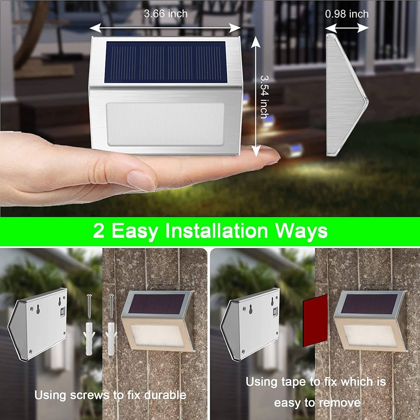 compacte solar wandlamp van rvs voor tuin of terras