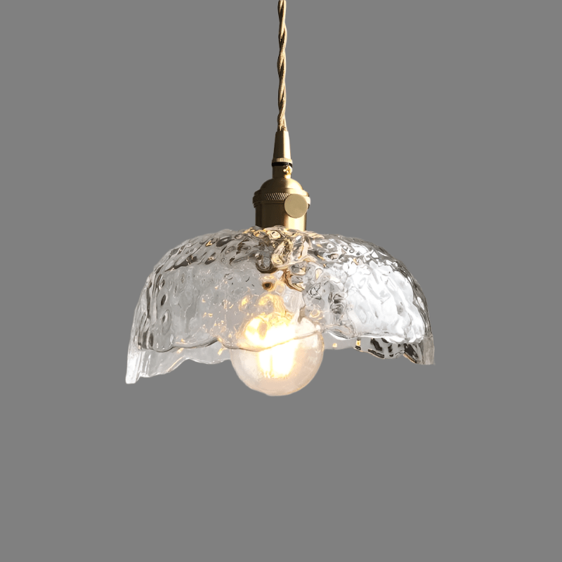 elegante messingen glazen hanglamp met een uniek ontwerp