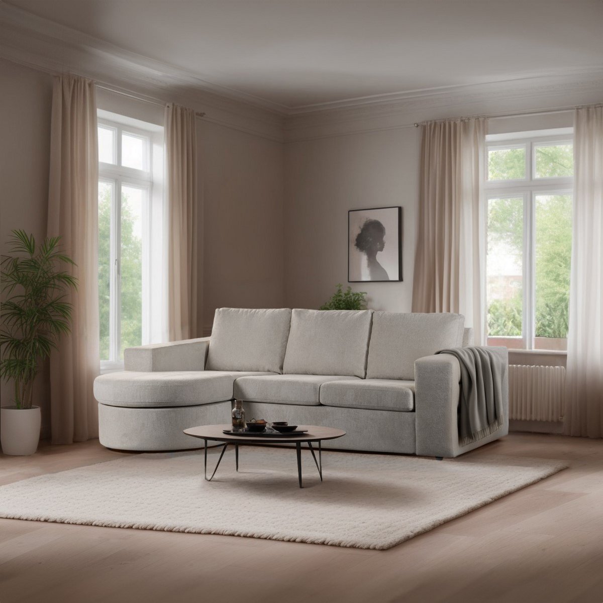 3 seater sofa cl l+r, fabric lord 22, e460 beige