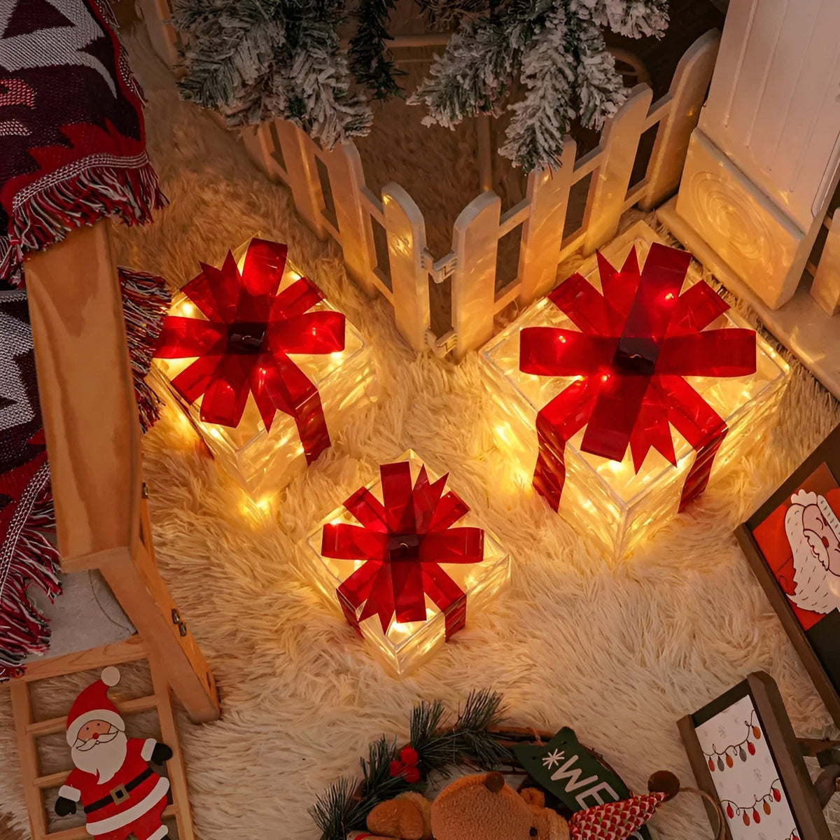 decoratieve cadeaudozen met rode linten voor binnen en buiten