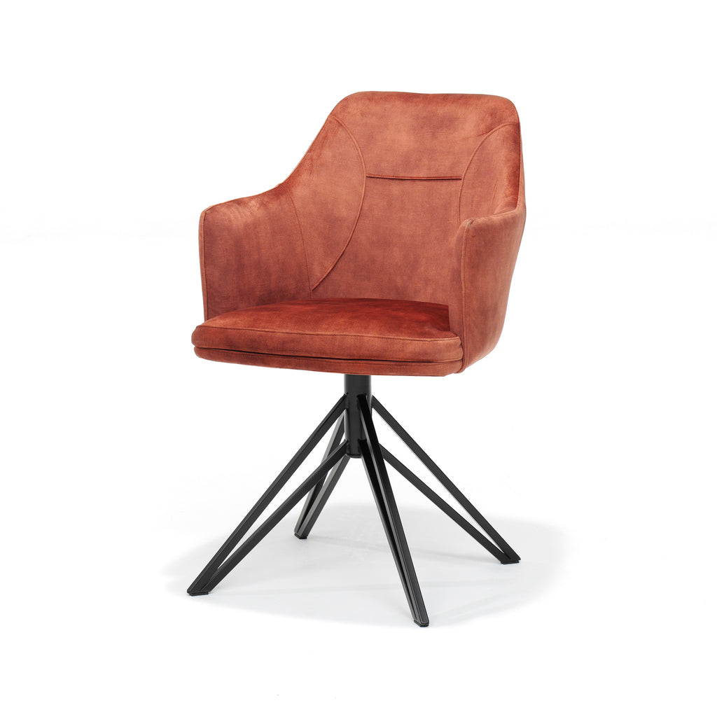 calvin fauteuil met draaivoet in stof aurora copper.