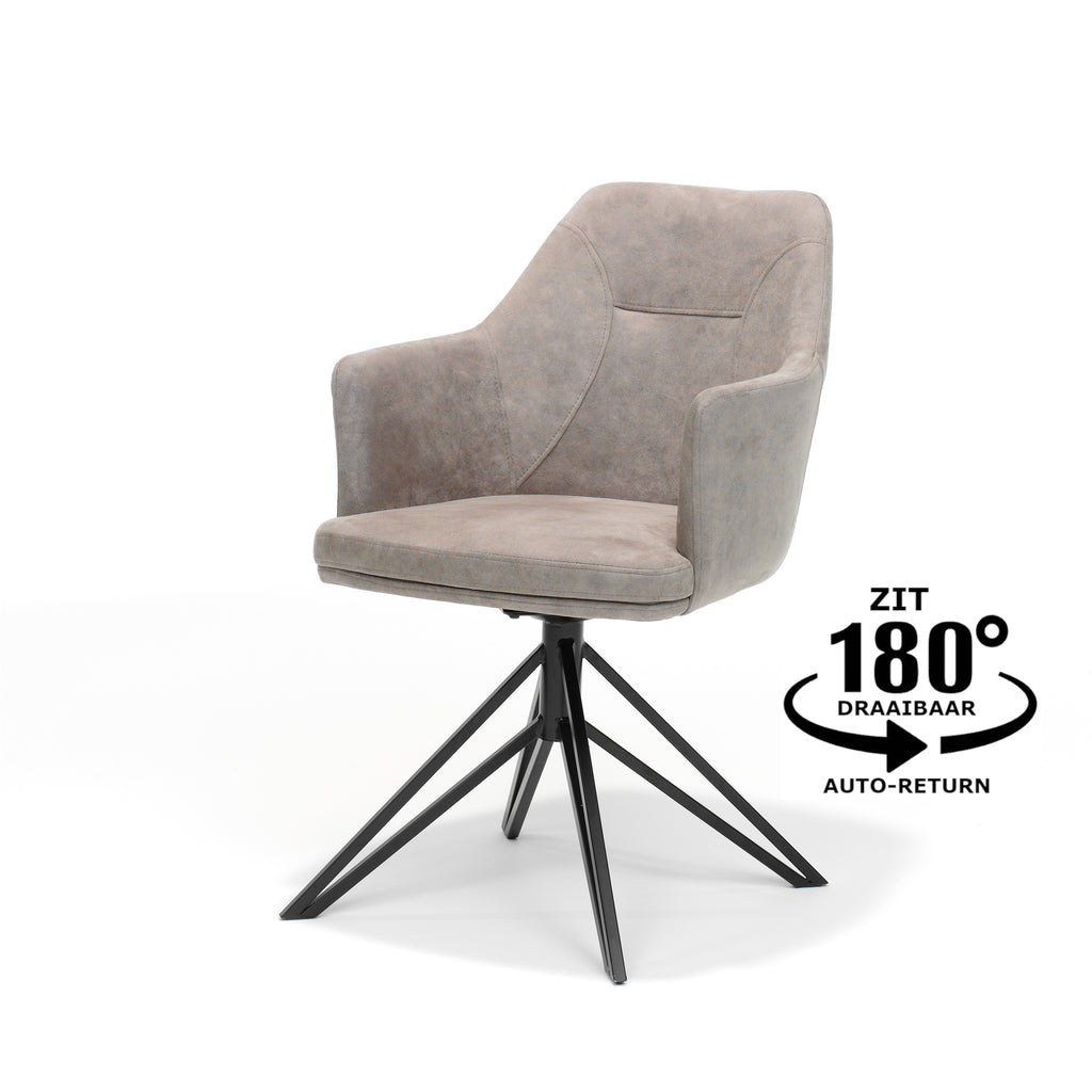 calvin fauteuil met draaivoet in zwart stof soft pebble