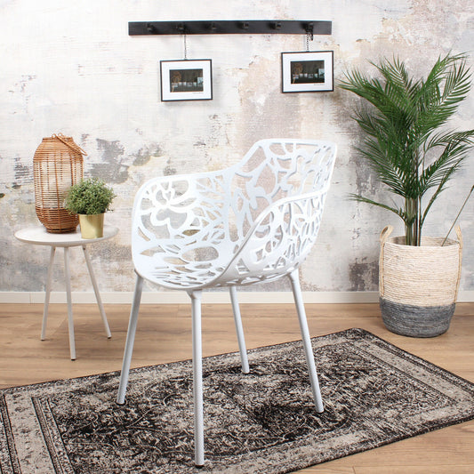 Cast magnolia chair with arm white