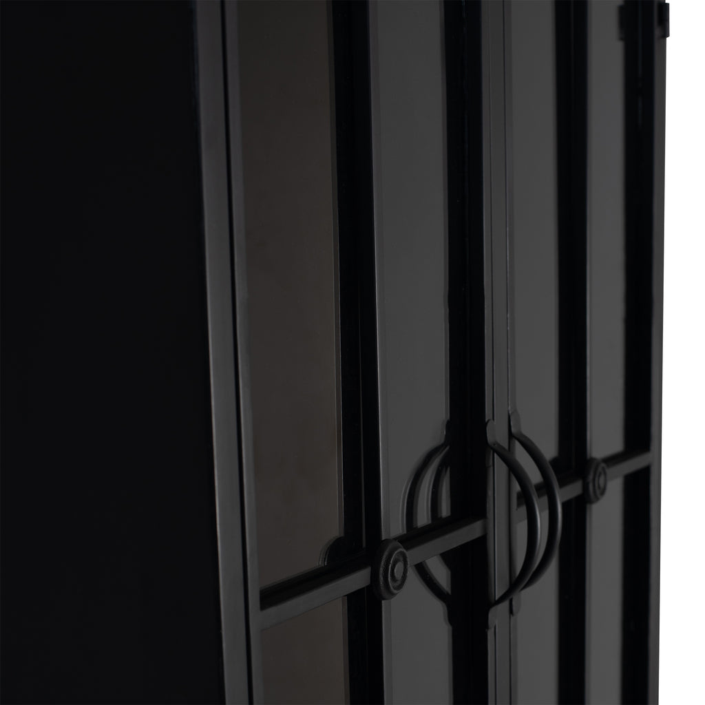 cave black iron cabinet high