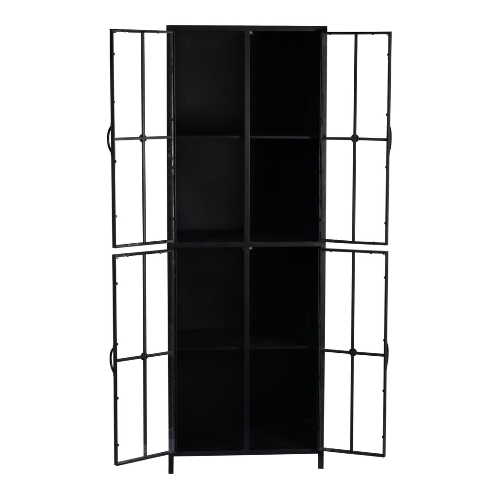 cave black iron cabinet high