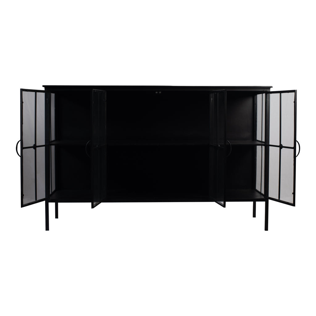 cave black iron cabinet low