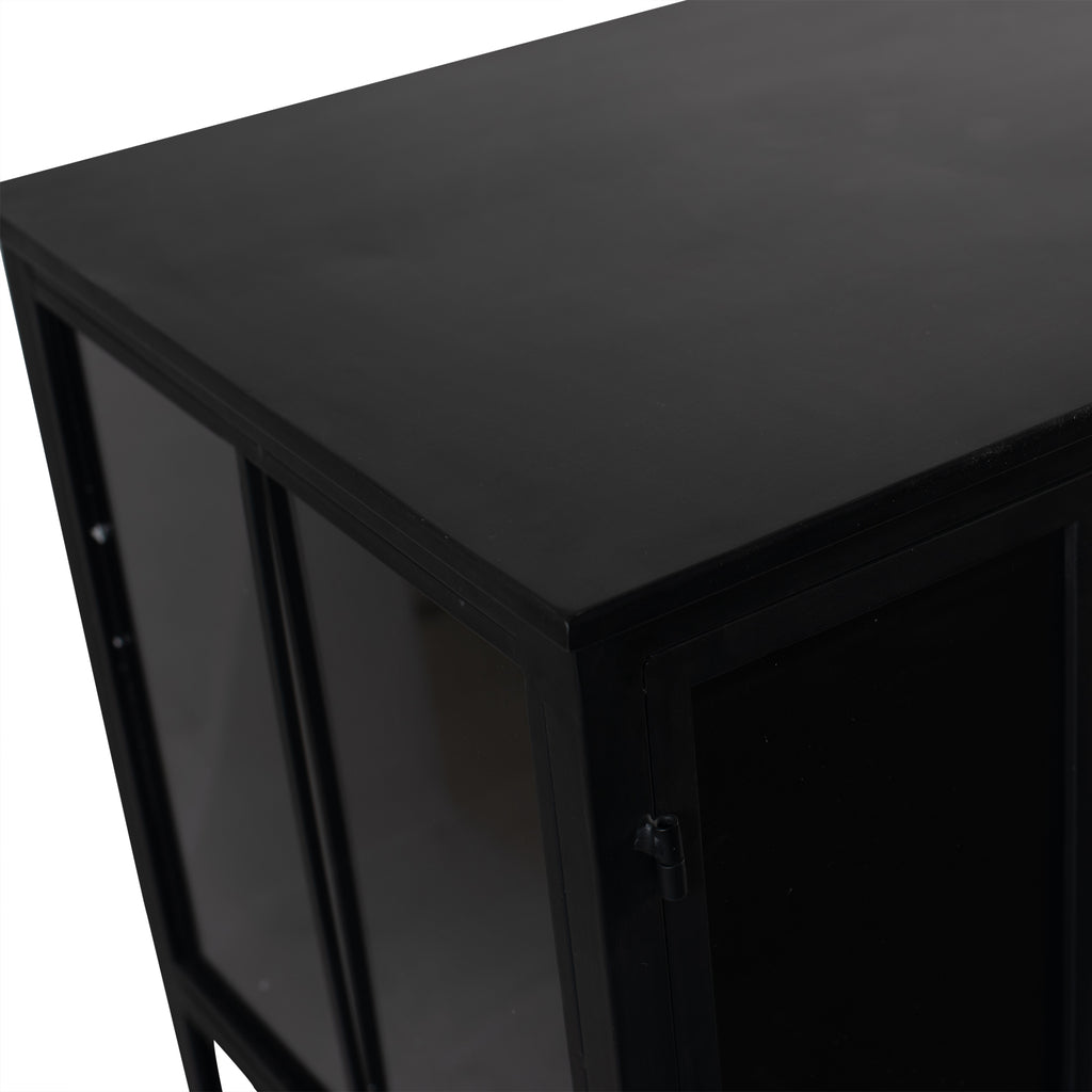 cave black iron cabinet low