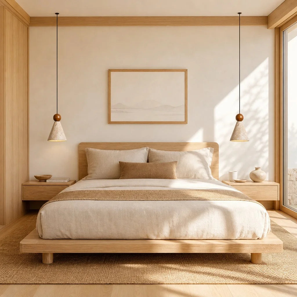 ariad wabi-sabi travertijn hanglamp in kegelvorm