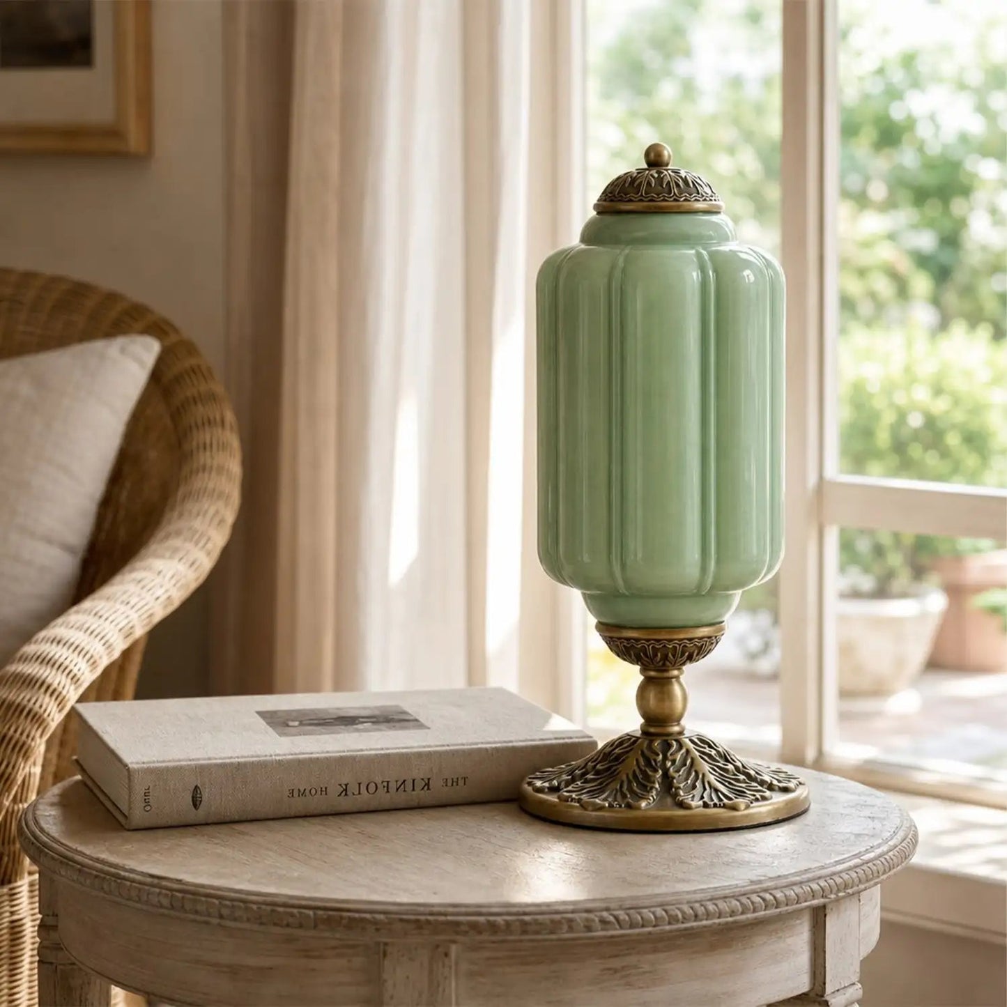 lumi eloise tafellamp in frans retro-stijl, crèmekleurig glas met structuur