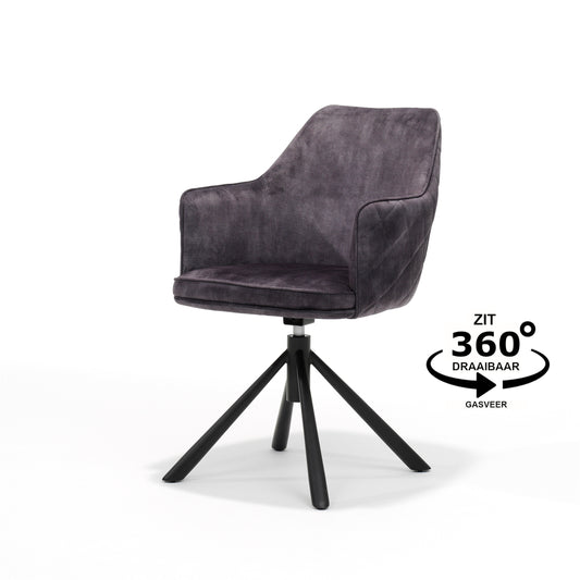 Clio T2 armchair - Aurora Velours Anthracite, swivel base 360
 Clio T2 armchair - Aurora Velours Anthracite, swivel base 360