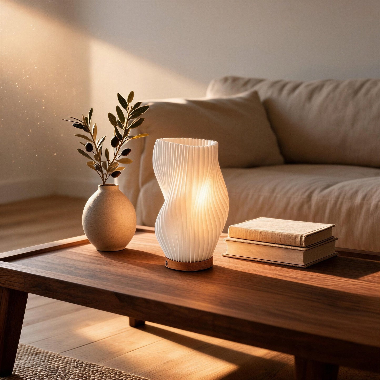 compacte bedlamp met oplaadbare verlichting en ribbelstructuur