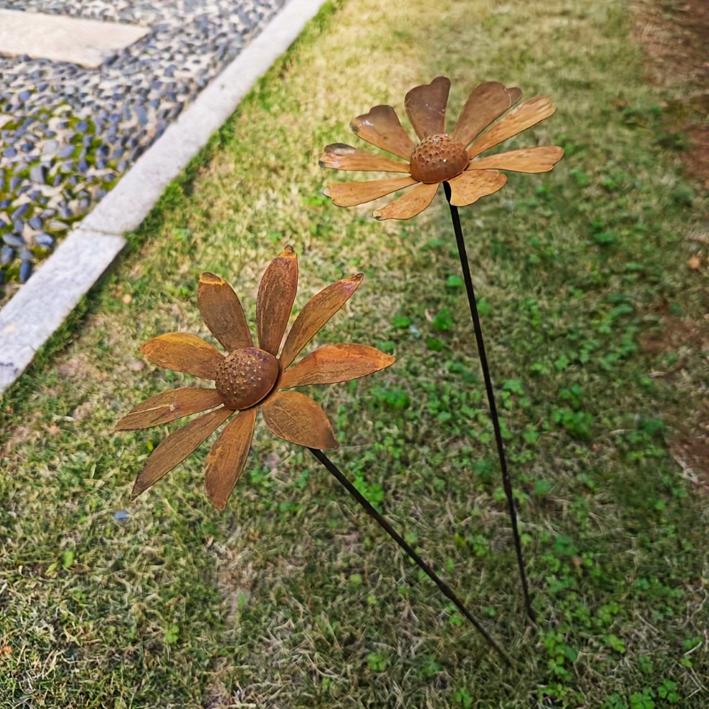 metalen tuinsteker kamille margriet rustiek 65cm