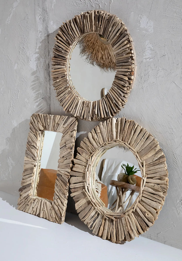 de driftwood framed spiegel - naturel - m