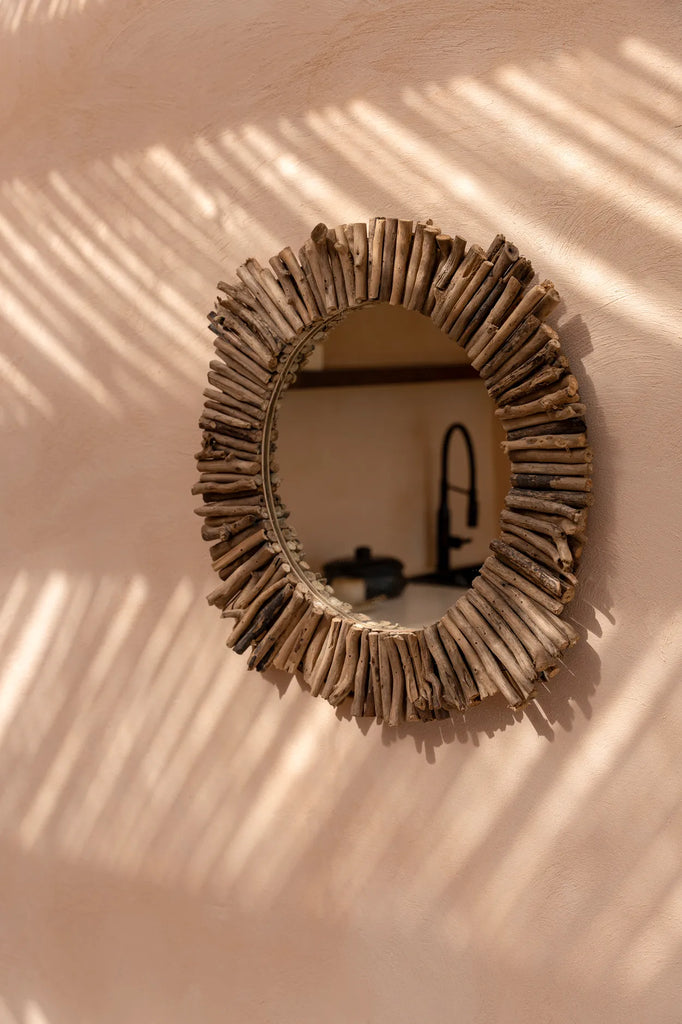 de driftwood halo spiegel - naturel - m