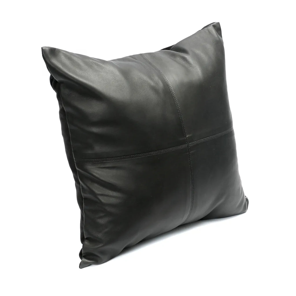 the four leather panel cushion cover - black - 40x40