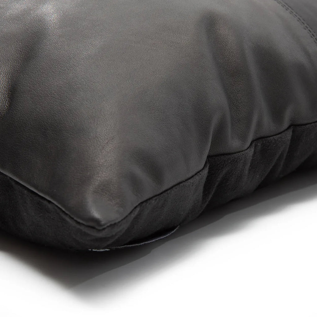 the four leather panel cushion cover - black - 40x40