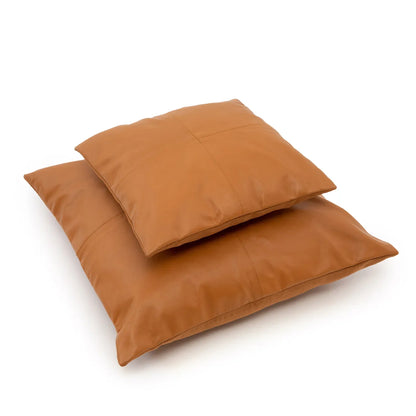 De Four Panel Leather Kussenhoes - Camel - 60x60